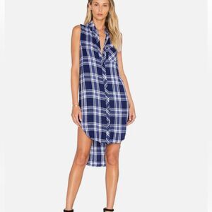 Rails Sleeveless Button Down Flannel Tunic Shirt/Dress in Navy Sky. Size XS.